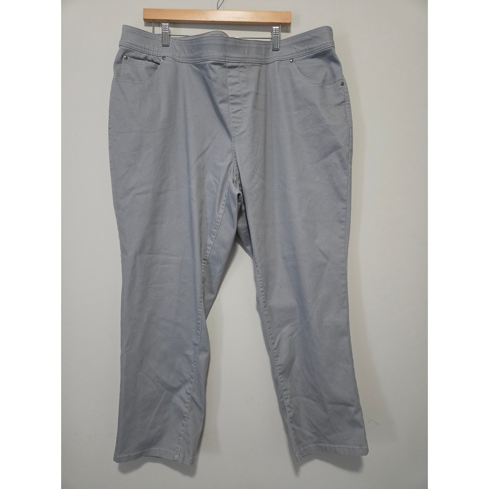 Kim Rogers Womens Gray Pull On Straight Leg Stretch Pants Plus Size 24W